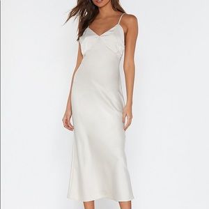 Nasty Gal Satin Midi Sheath Dress